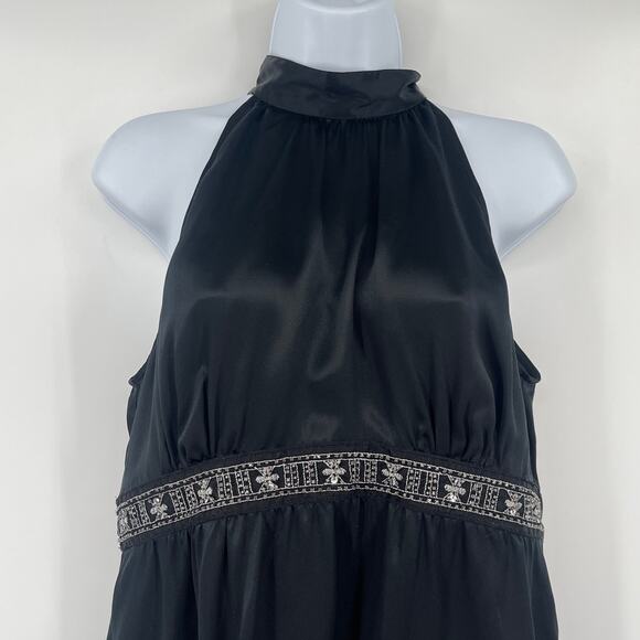 Michael Kors Babydoll Silk Halter Top 10 Beaded Old Money Mob Wife Holiday Y2K - Picture 3 of 12